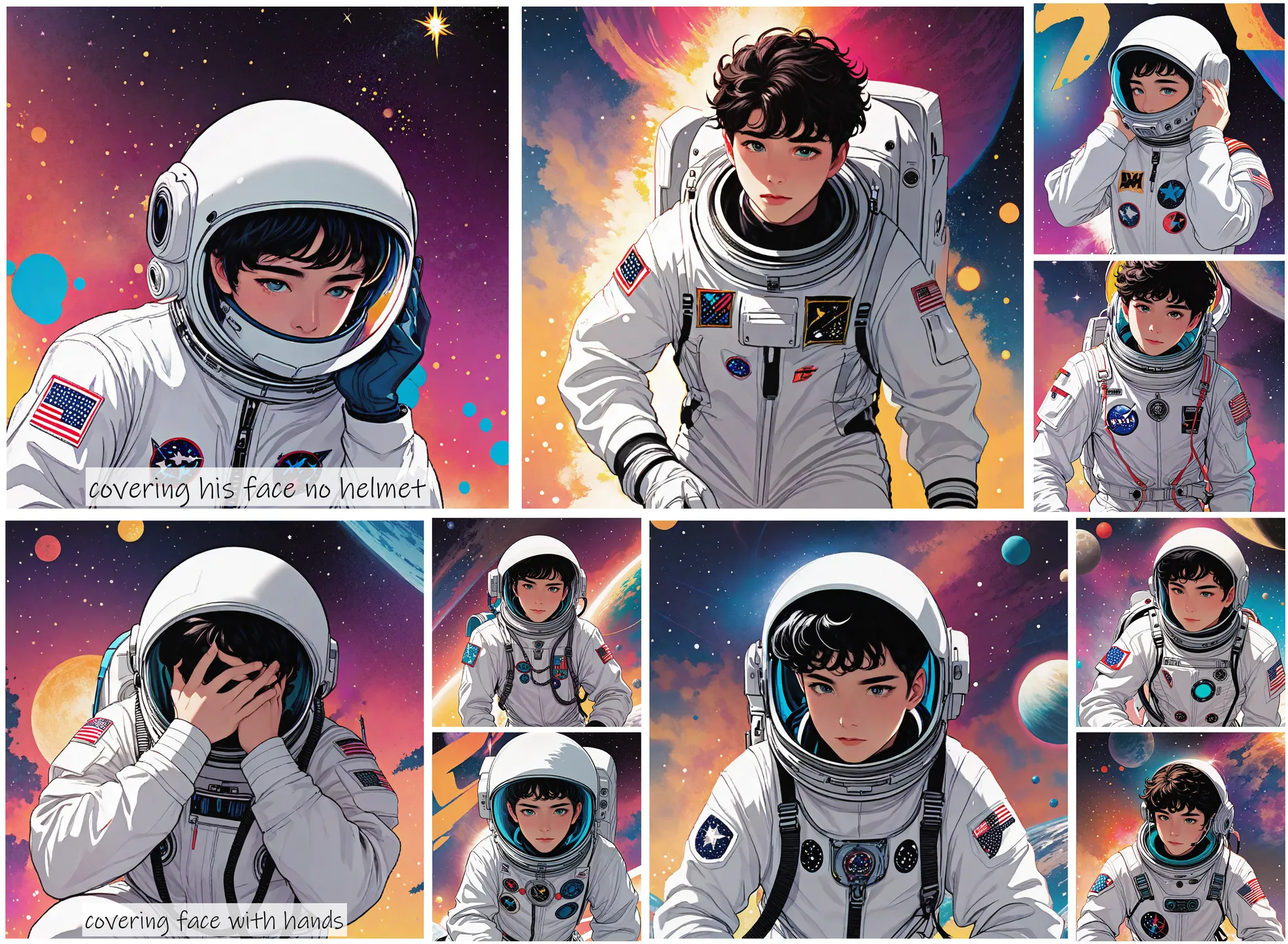 Story Diffusion - Comic book Image - -teenage-boy-astronaut-img-wearing-white-suit-9d3x6ypat9rgp0cffy68g1f8hg