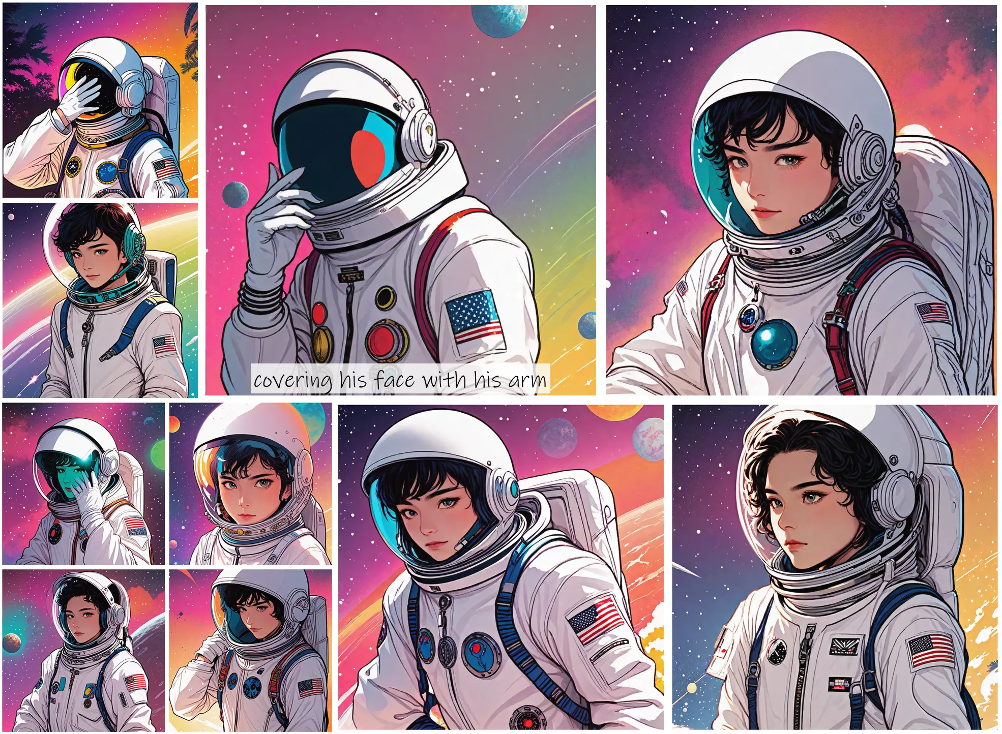 Story Diffusion - Comic book Image - -teenage-astronaut-img-wearing-white-suit-g6fx8es8hdrgj0cffy5vs21jh4