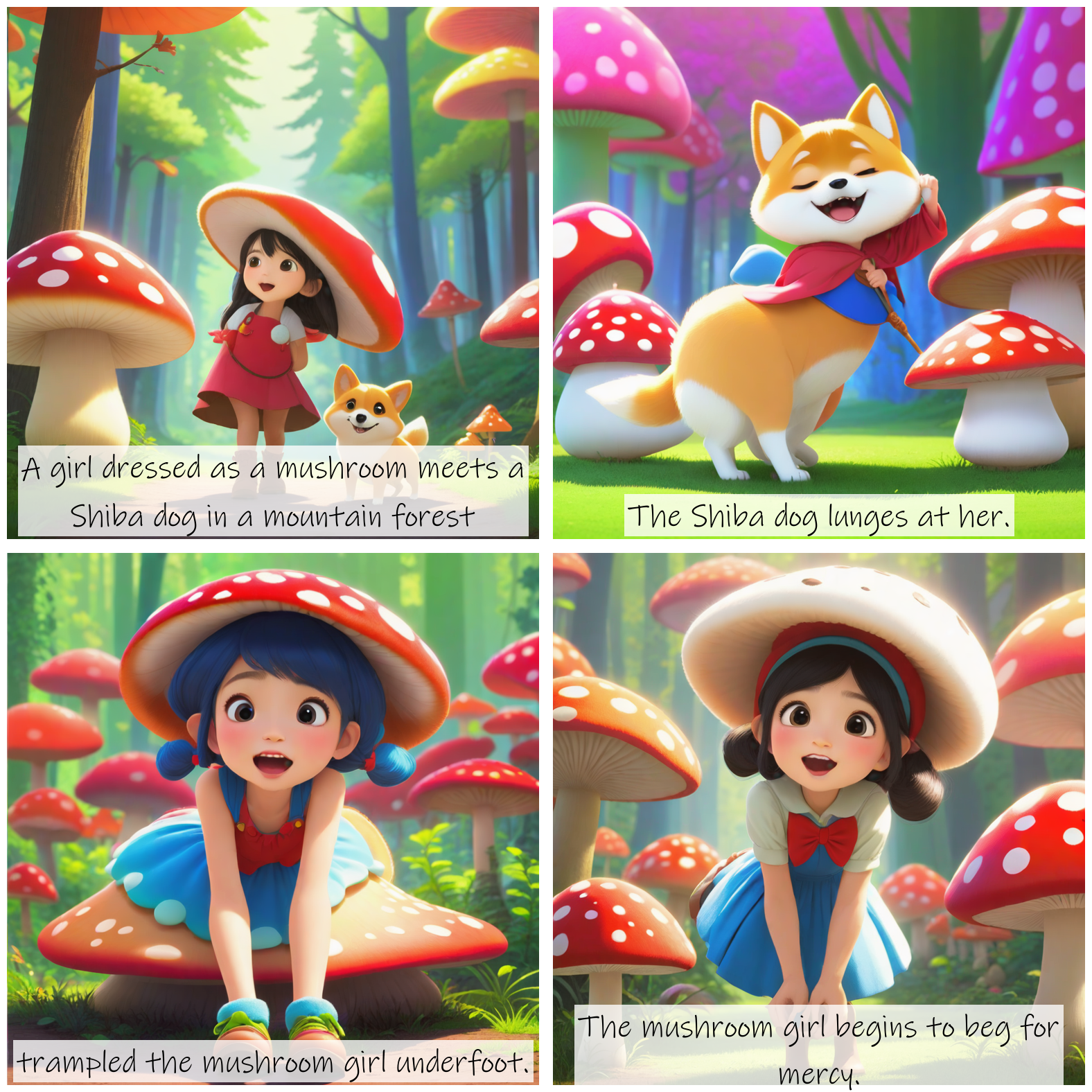 Story Diffusion - Disney Charactor Image - a-girl-img-cosplaying-as-a-mushroom-xjgem8zwz9rgm0cffg2s50m04g