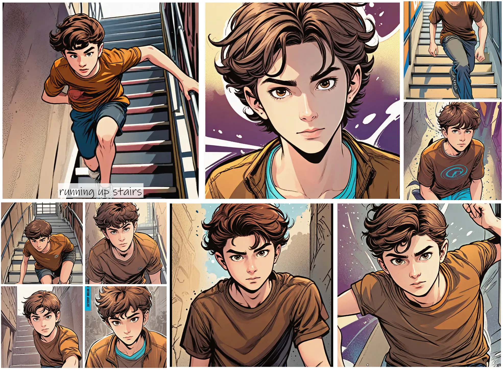 Story Diffusion - Comic book Image - -teenage-boy-img-wearing-brown-shirt-qdywn9drnxrgg0cffy2s02dbac