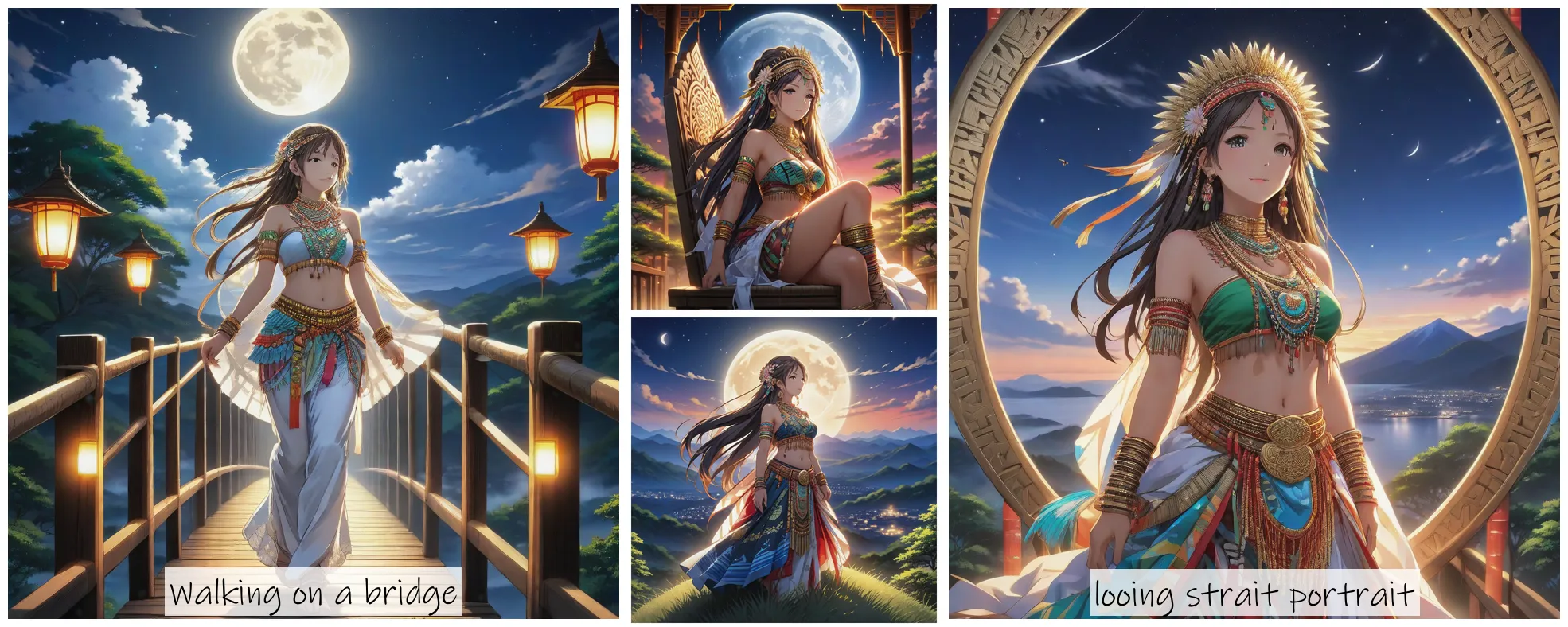 Story Diffusion - Japanese Anime Image - a-stunning-anime-affrican-tribal-gril-bronce-skin-bridal-attire-intricate-tribal-attire-colorful-spiritual-her-regal-jewels-sparkling-under-the-moonlit-sky-pkya5vhk71rgm0cffw5tbnh8cg