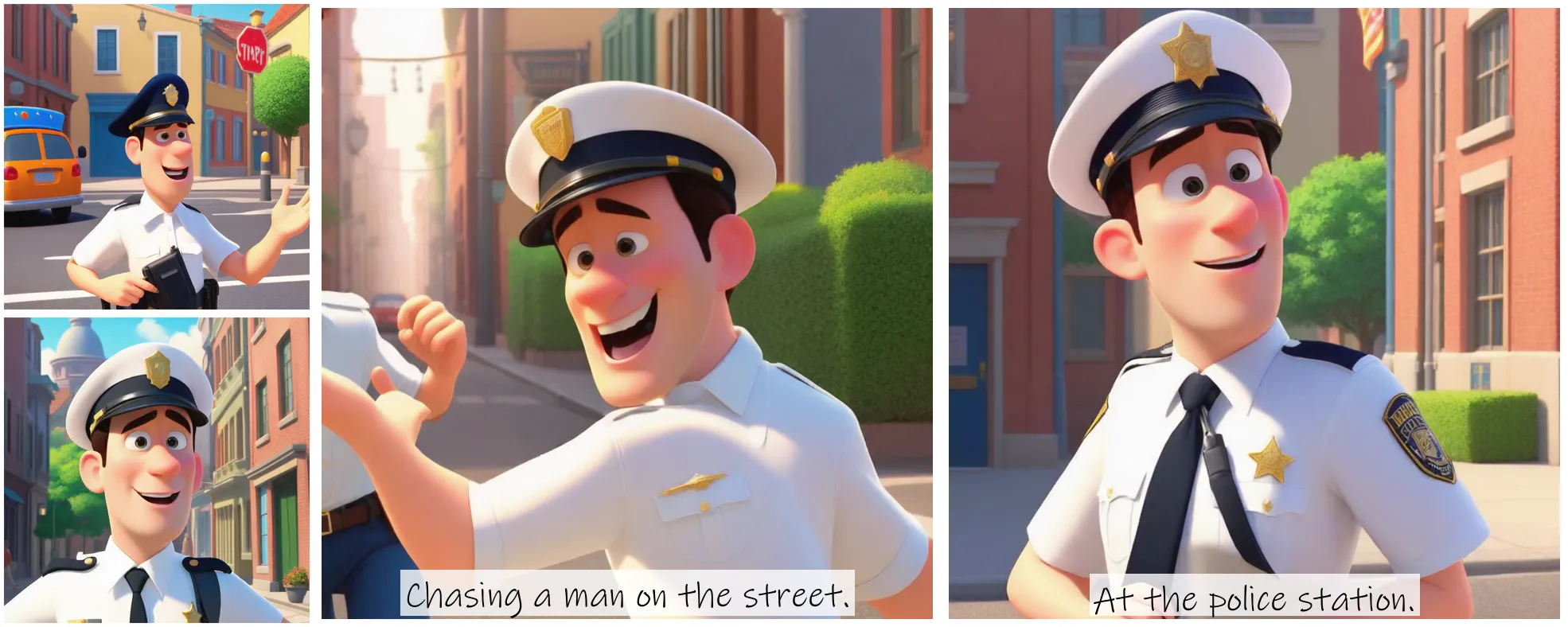 Story Diffusion - Disney Charactor Image - a-policeman-img-wearing-a-white-shirt-wheexnzrdnrgg0cfk949m6h6zw