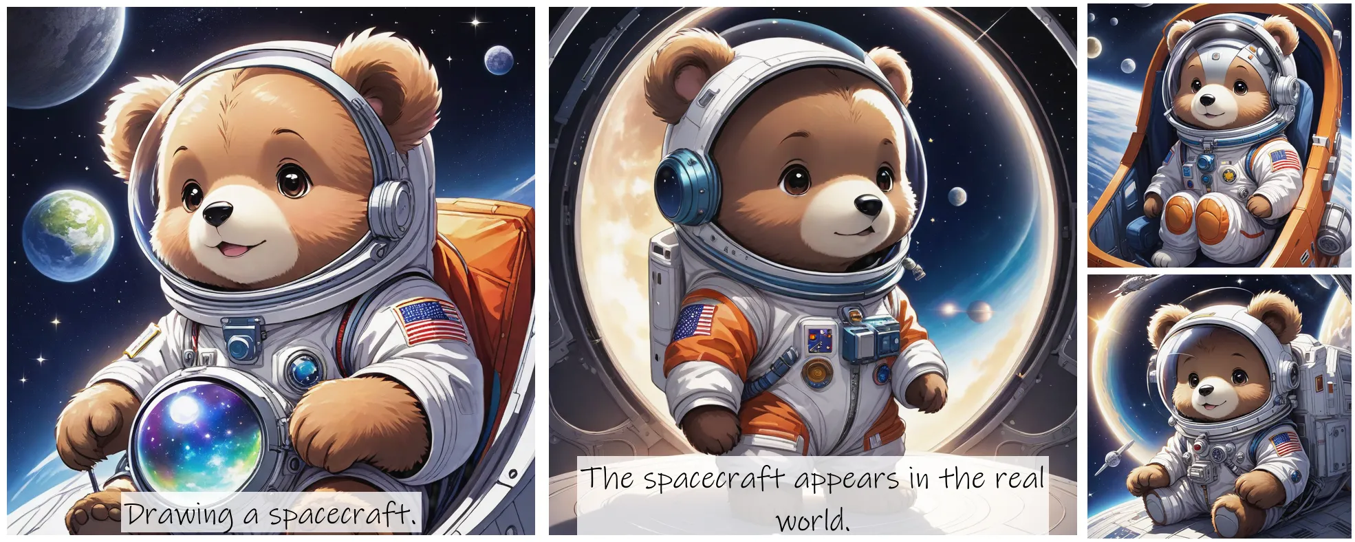 Story Diffusion - Japanese Anime Image - an-astronomer-little-bear-wearing-a-space-suit-2apjjentjhrj20cgmqfb5gcpyc