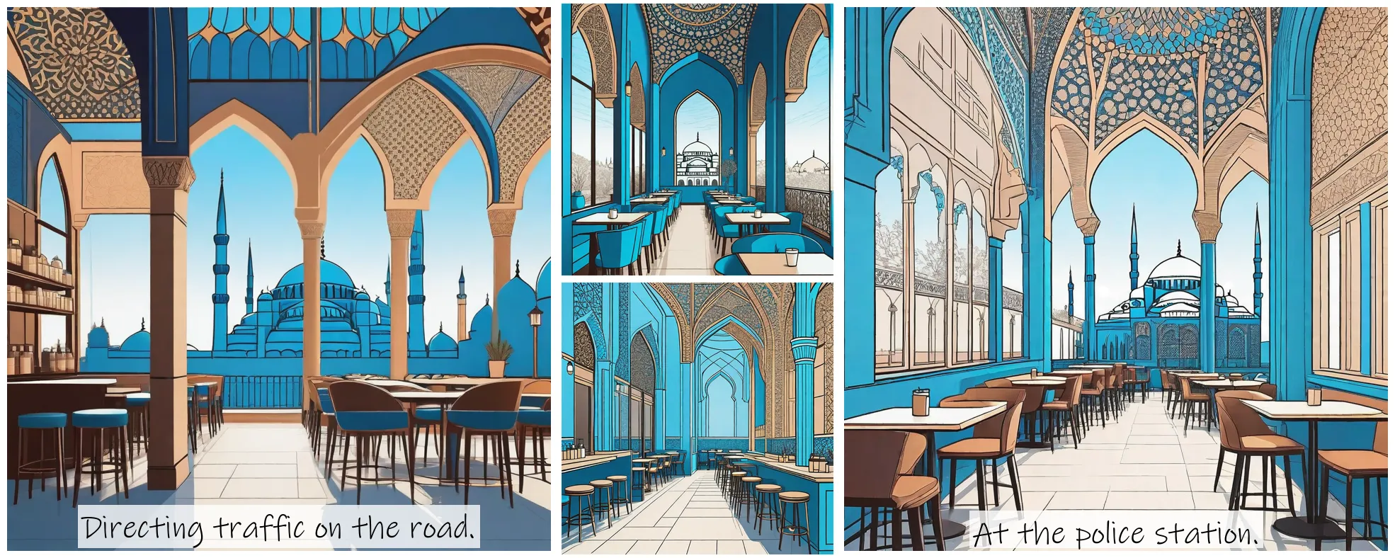 Story Diffusion - Line art Image - the-design-of-the-coffee-shop-was-inspired-by-the-atmosphere-of-the-blue-mosque-in-tabriz-ttk0ytedy9rgg0cgdqqvmkp7fr