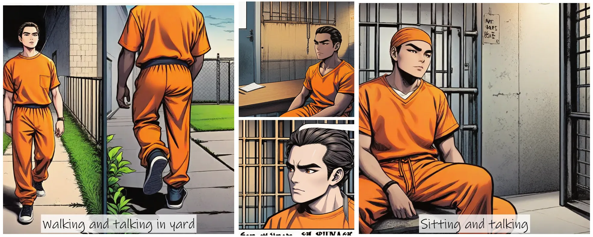 Story Diffusion - Comic book Image - a-prison-inmate-img-wearing-an-orange-jumpsuit--w48rfyajqsrj60cgw7p8z277n4