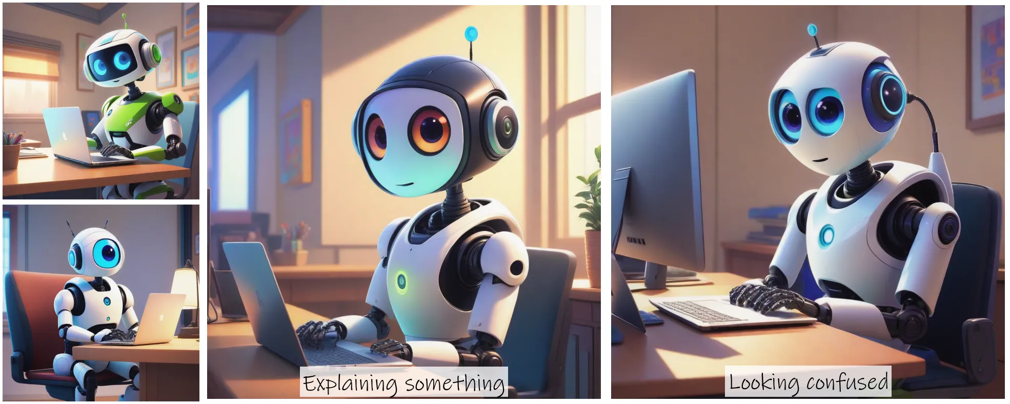 Story Diffusion - Disney Charactor Image - a-robot-sitting-behind-his-desk-with-his-laptop-hnrtp14nxdrgp0cfgnb8bpzsq8