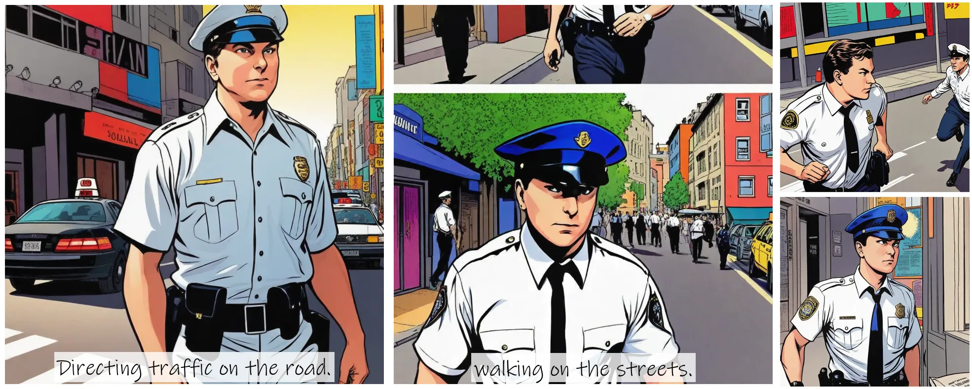 Story Diffusion - Comic book Image - a-policeman-img-wearing-a-white-shirt-s4336bm11drgg0cfsneaw9etkm