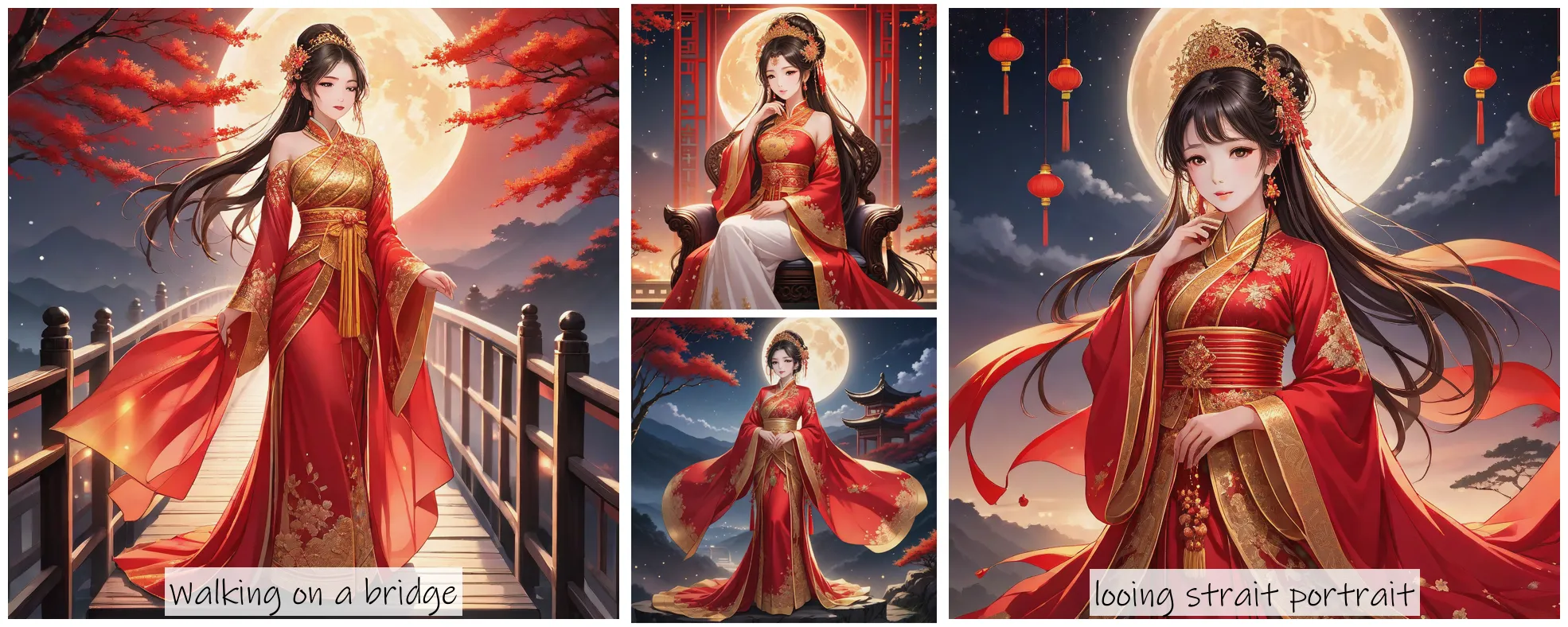 Story Diffusion - Japanese Anime Image - a-stunning-anime-chinese-brid-cheomsang-red-golden-bridal-attire-intricate-tribal-attire-her-regal-jewels-sparkling-under-the-moonlit-sky-kj5hjv7zpnrgp0cffvqvpf6hkw