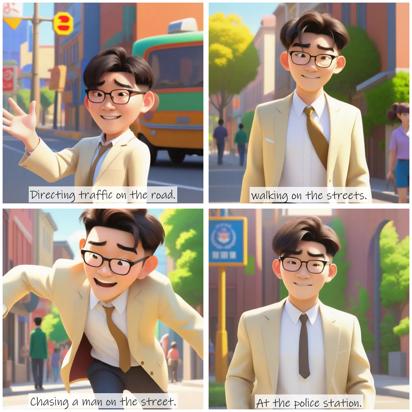 Story Diffusion - Disney Charactor Image - a-img-man-with-glasses-wearing-beige-blazer-and-white-inner-shirt-h5vejgjv8drgp0cfr6bsysz15w