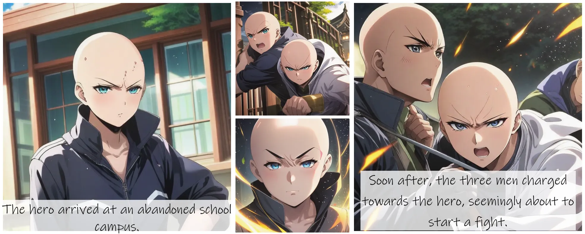 Story Diffusion - Japanese Anime Image - a-bald-and-adorable-hero-img-w9fc72c559rgj0cgfhwb1a6m4g