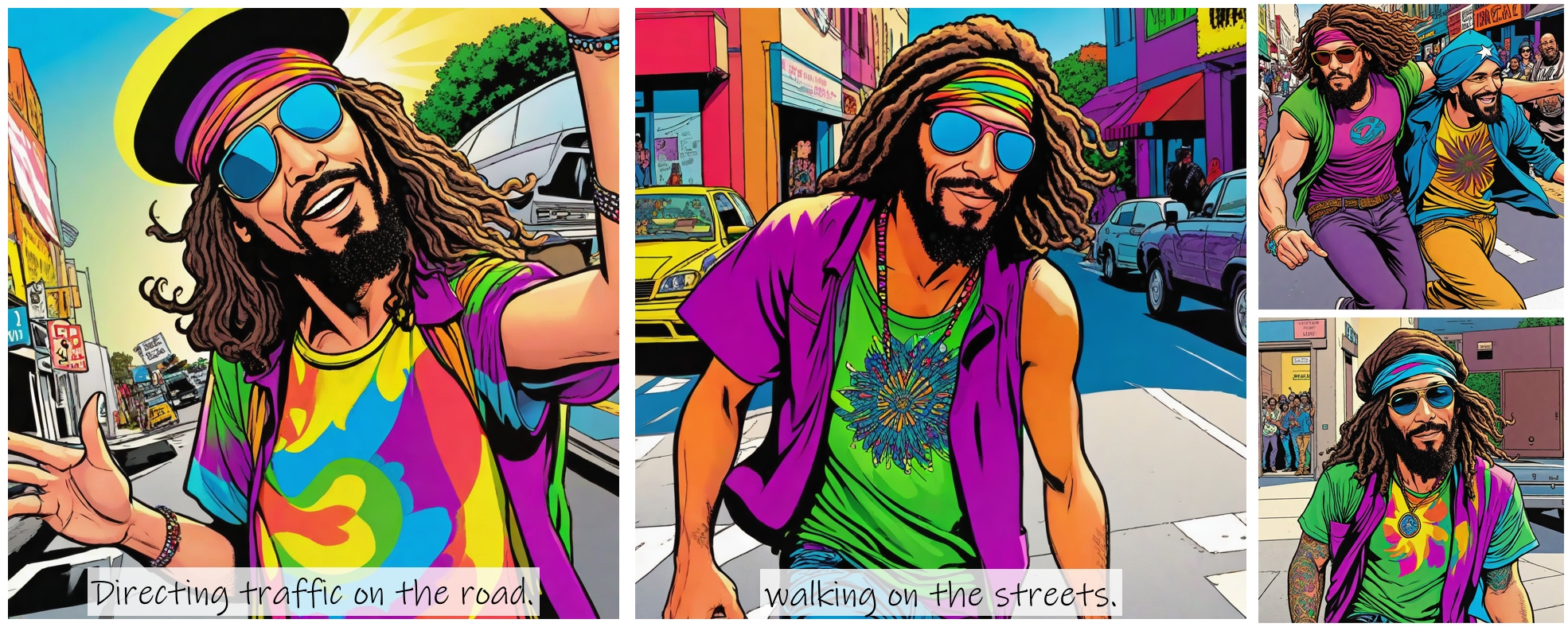 Story Diffusion - Comic book Image - hippie-man-img-fh2pxm92psrgg0cfxvnsv9sjr8